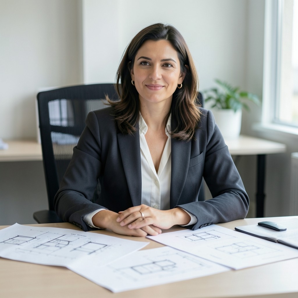 Portrait of CAD mentor reviewing drawings at a desk