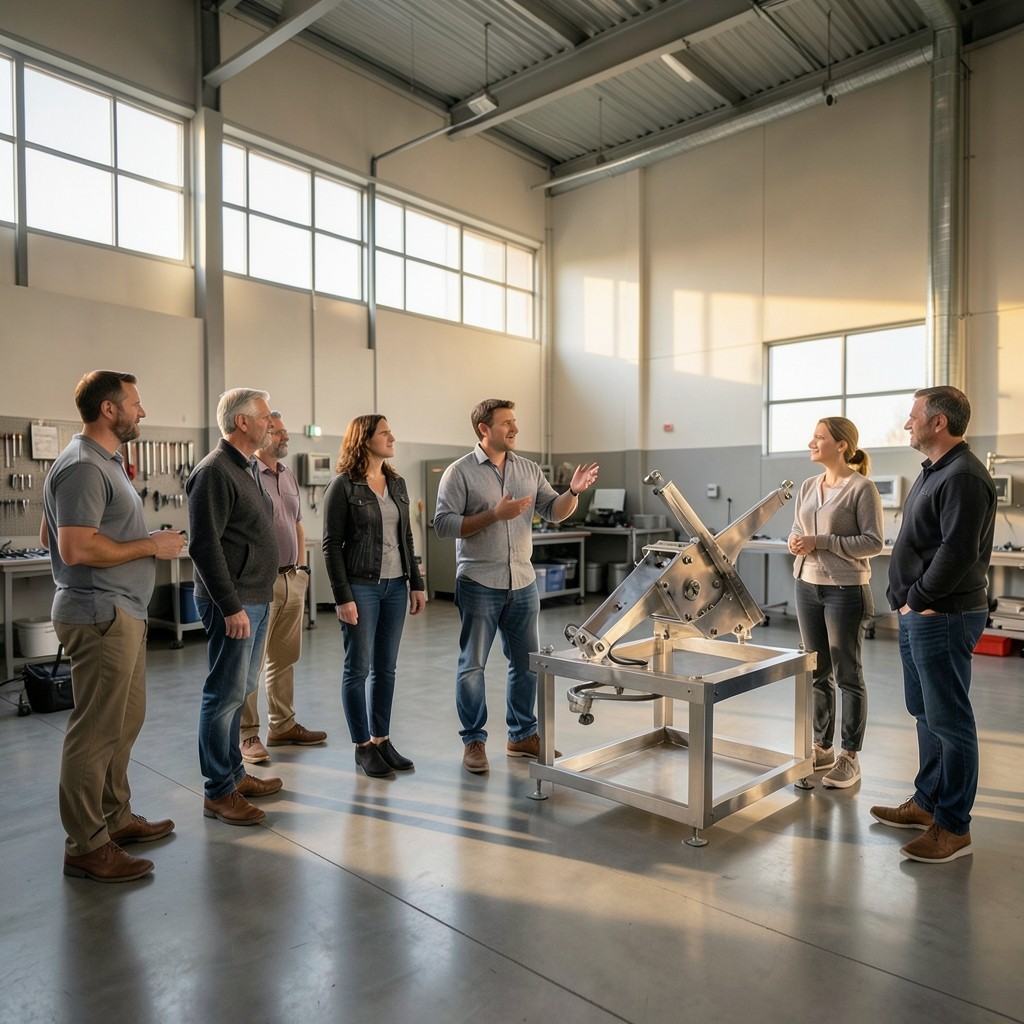 Visitors touring the Hazelcore workshop during an open day